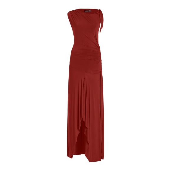 SIEDRES Exclusive Draped Jersey Maxi Dress Red - L - Picture 4 of 5